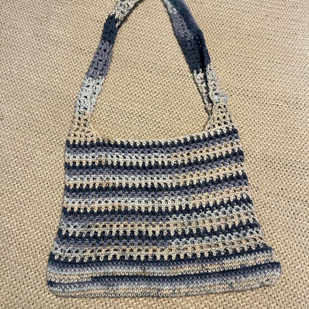 Striped Crochet Shoulder Bag